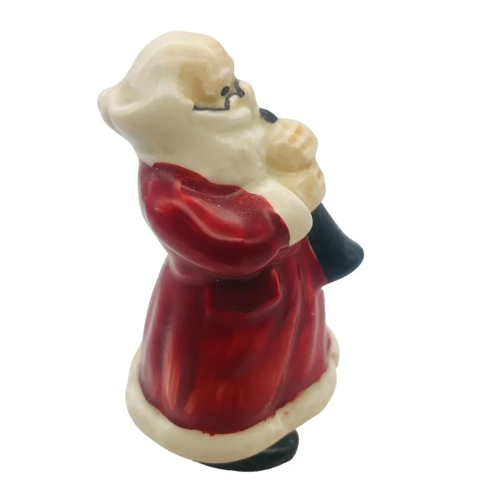 Vtg Otagiri OMC Santa with Horn Christmas Hand Bell Handpainted Porcelain